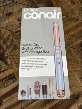 Infiniti Pro Conair Wet-to-Dry Styling Wand W/ 5 Attachments - NEW